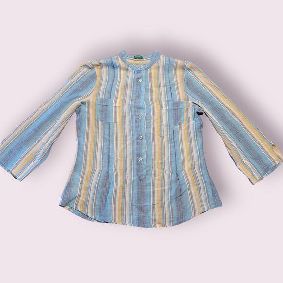 United Colors of Benetton Women's Blue Striped Button-Up Shirt – XS – EUC - Picture 1 of 5